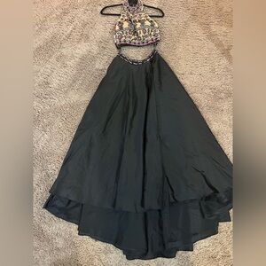 Elegant Black and Multicolor Prom Dress